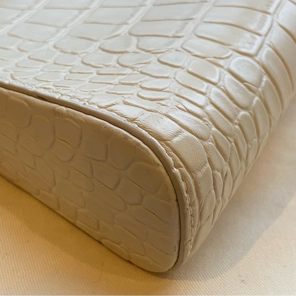 APEDE MOD WHITE CROC EMBOSSED LEATHER HOBO CHAIN SHOULDER FROGGY BAG - Picture 12 of 16